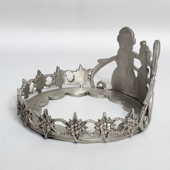 Vtg Snowman Pewter Jar Candle Holder 4" Winter Christmas - Picture 4 of 5